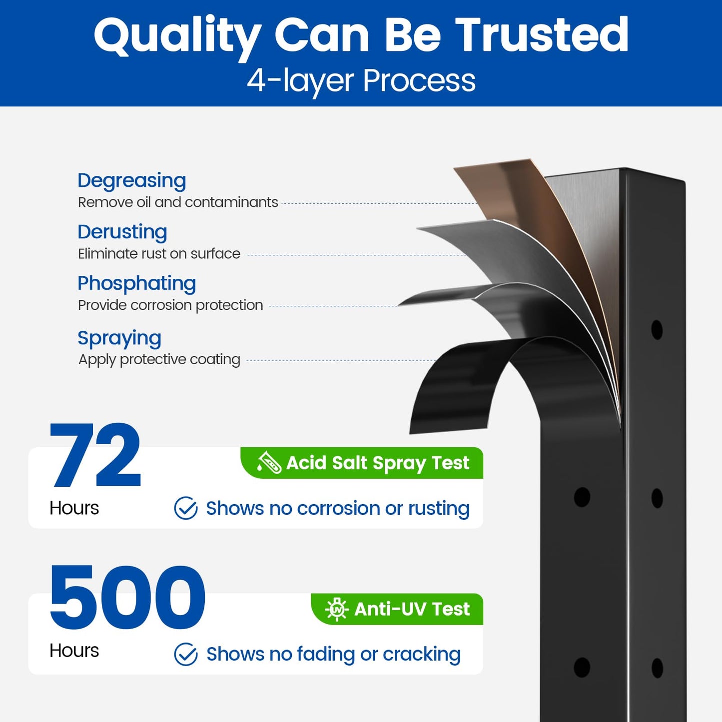 Muzata Black Corner Cable Railing Post 36 Inch 36"x2"x2" T-drilled One-Post Corner Solution Surface Mount Stainless Steel Cable Railing System Kit Indoor Outdoor with Paper User Guide PS02 B34S