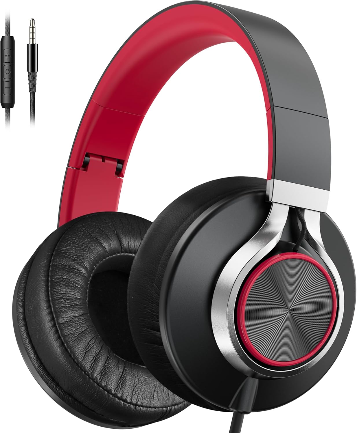 3.5mm AILIHEN Wired Headphones with Microphone, Over-Ear Foldable Corded Head Phones with Volume Control Jack for Teens