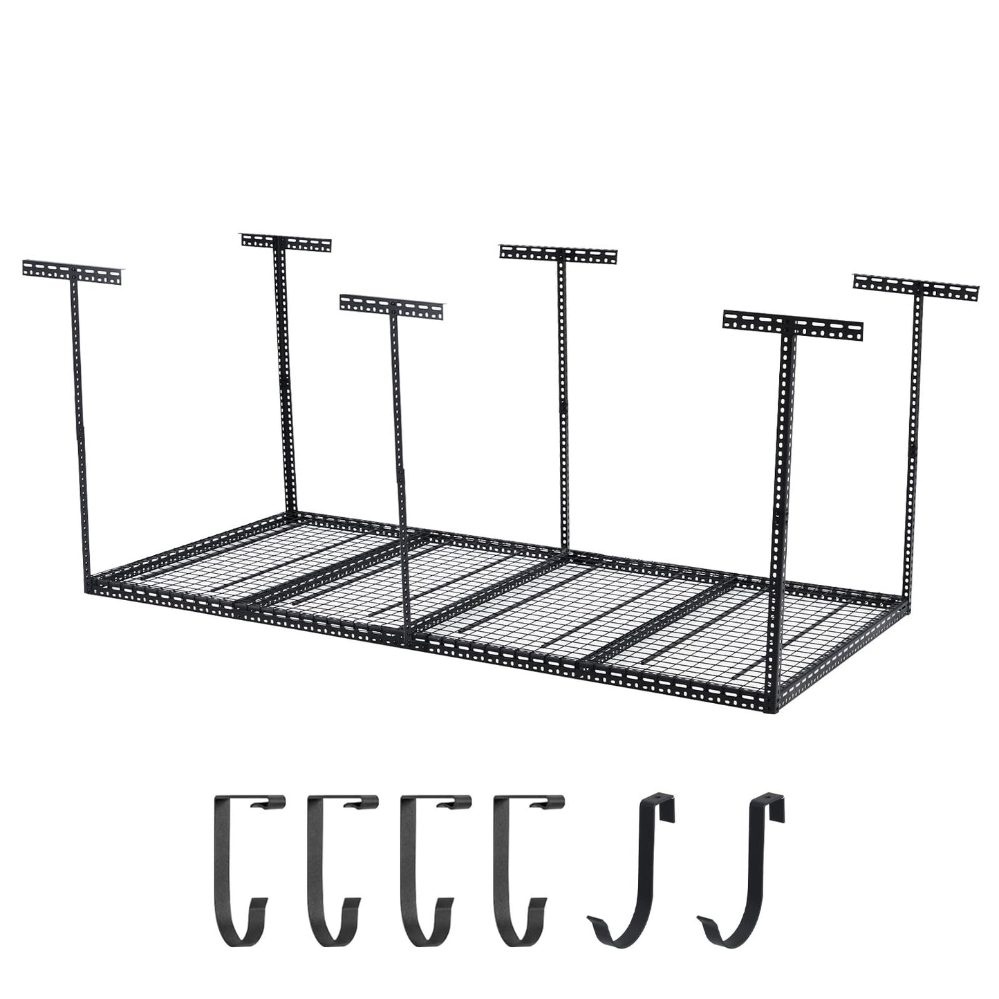 GOCAPTAIN Garage Storage Rack 4x8 ft Overhead Ceiling Mounted Storage Racks Adjustable Garage Storage Organization of Heavy Duty Metal 600Lbs Weight Capacity