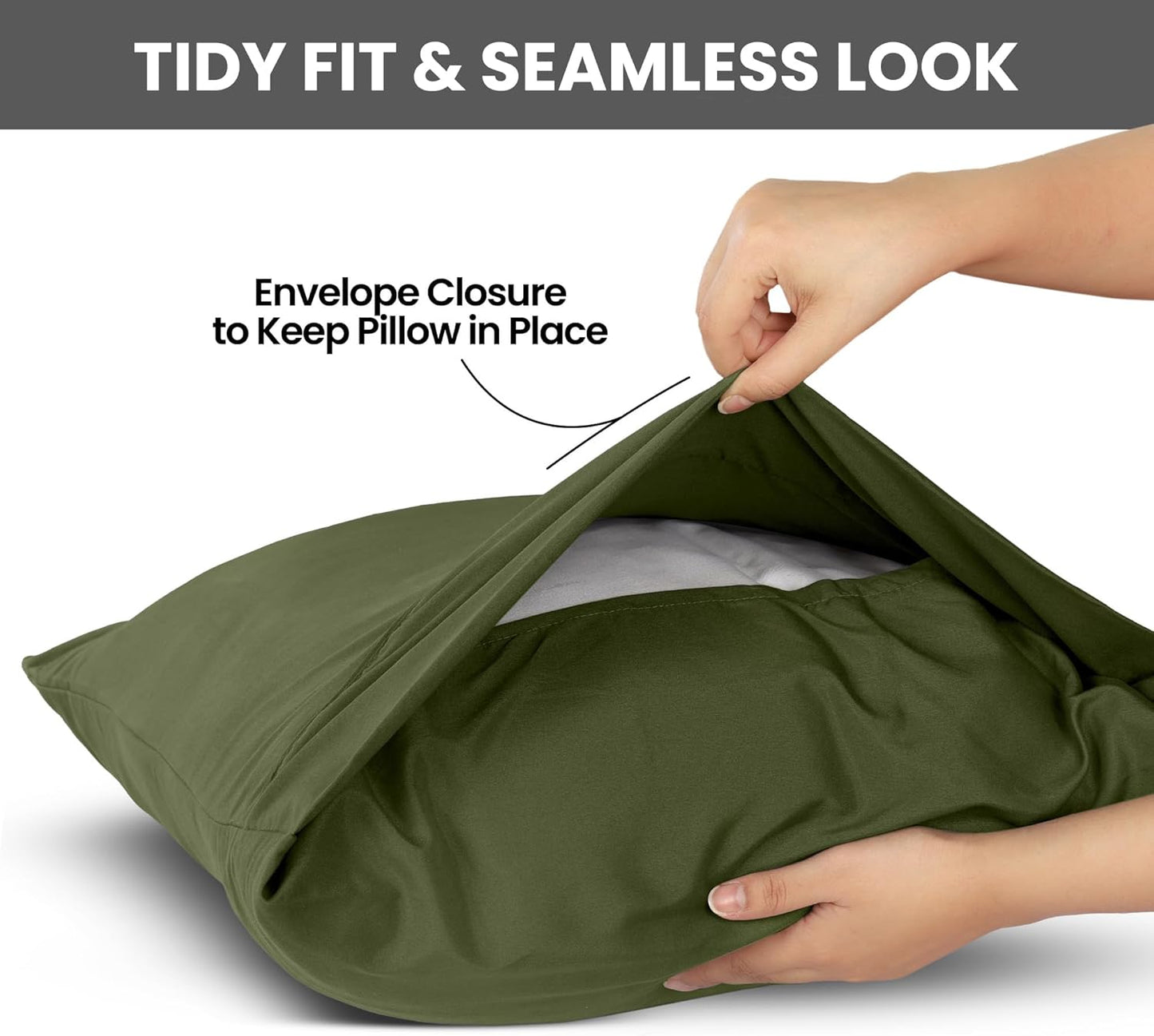 Utopia Bedding Queen Pillow Cases - Soft Brushed Microfiber - 2 Pack, Olive | Fade & Shrinkage Resistant 20 X 30 Inches