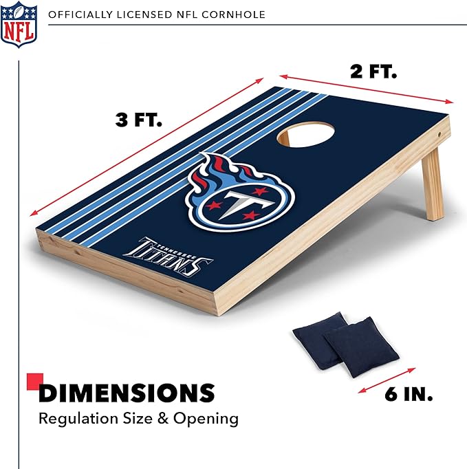 NFL 2' x 3' Solid Wood Cornhole Set with Direct Print HD Team Graphics – Great Gift for Any Football Fan! Bean Bag Toss Family Outdoor Games