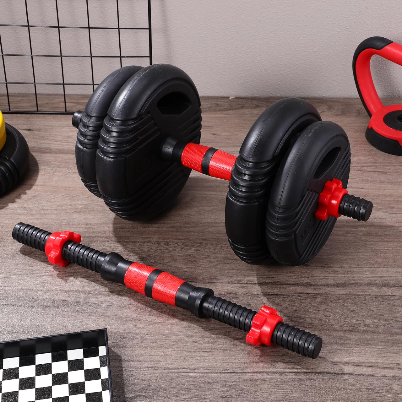 Garneck 16.5inch Threaded Dumbbell Handles,2pcs Adjustable Dumbbell Bar Handles with 4pcs 1inch Spin- Collars for Sport Workout (40cm)