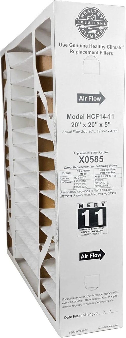 Lennox Air Cleaner Filter Media - High-Efficiency 20 x 20 x 5 Inch Replacement Filter