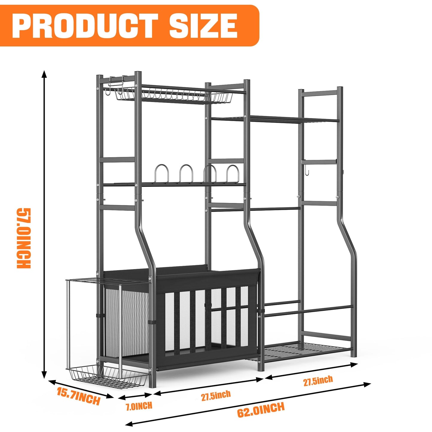TORACK Golf Bags Stand with Ball Storage, Large Capacity Garage Sports Equipment Organizer, Indoor Toys Storage