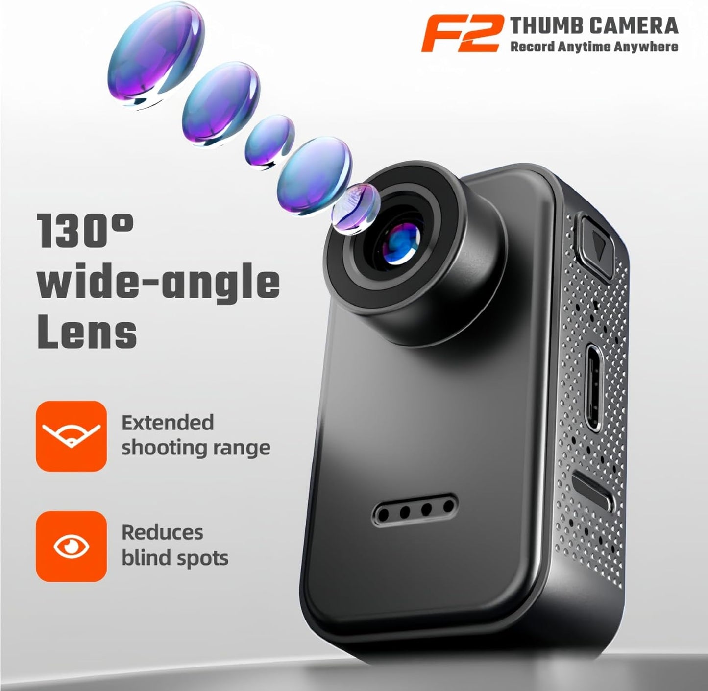 Boeavance Mini Body Camera, Thumb Action Camera, Tiny Size, Mount Anywhere Thumb Size Hands Free Recording POV Camera