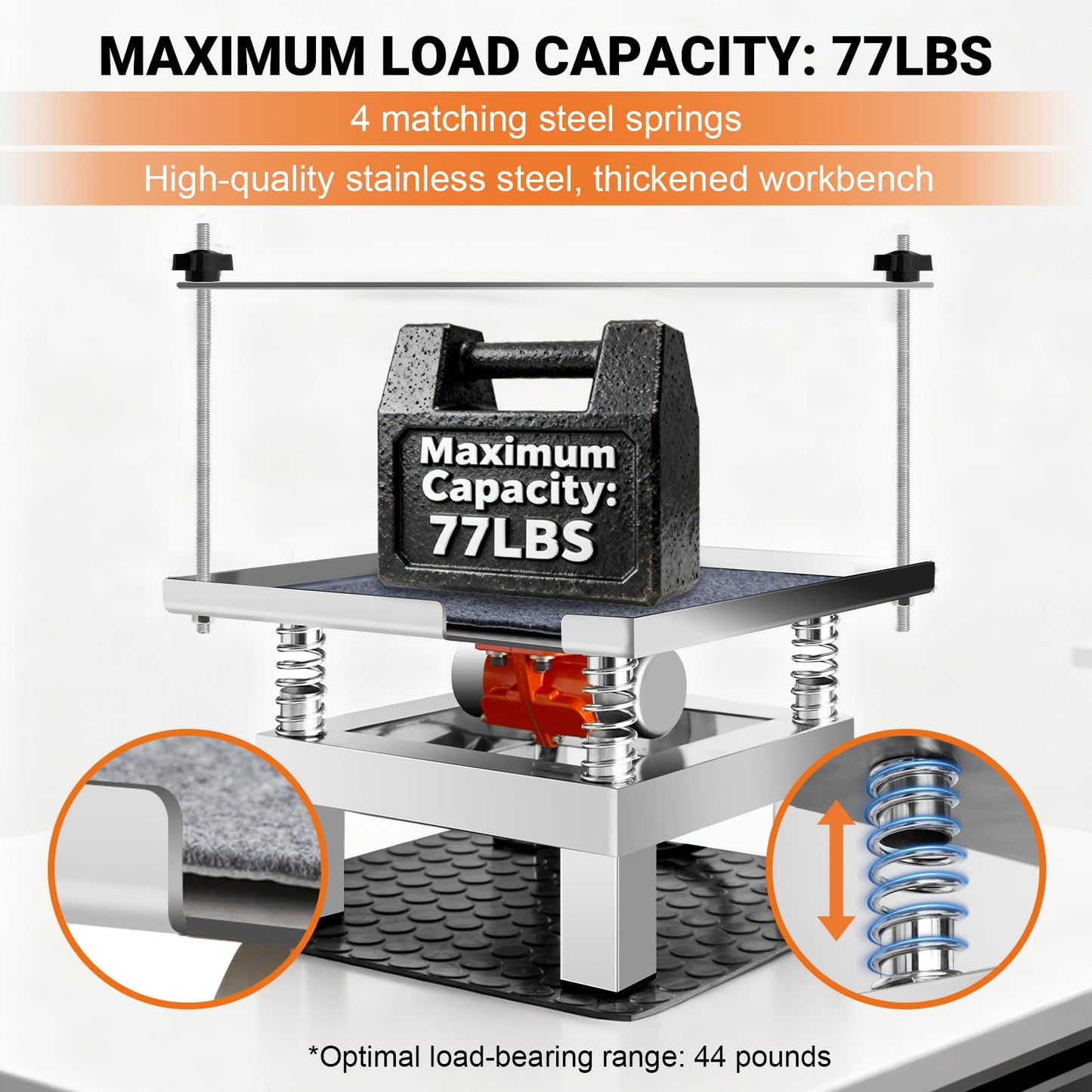 Concrete Vibration Table19.7×19.7in With Cloth Mat,For Molds Lab Stainless Steel Concrete Vibrating Tool,Governor Adjustment 110V