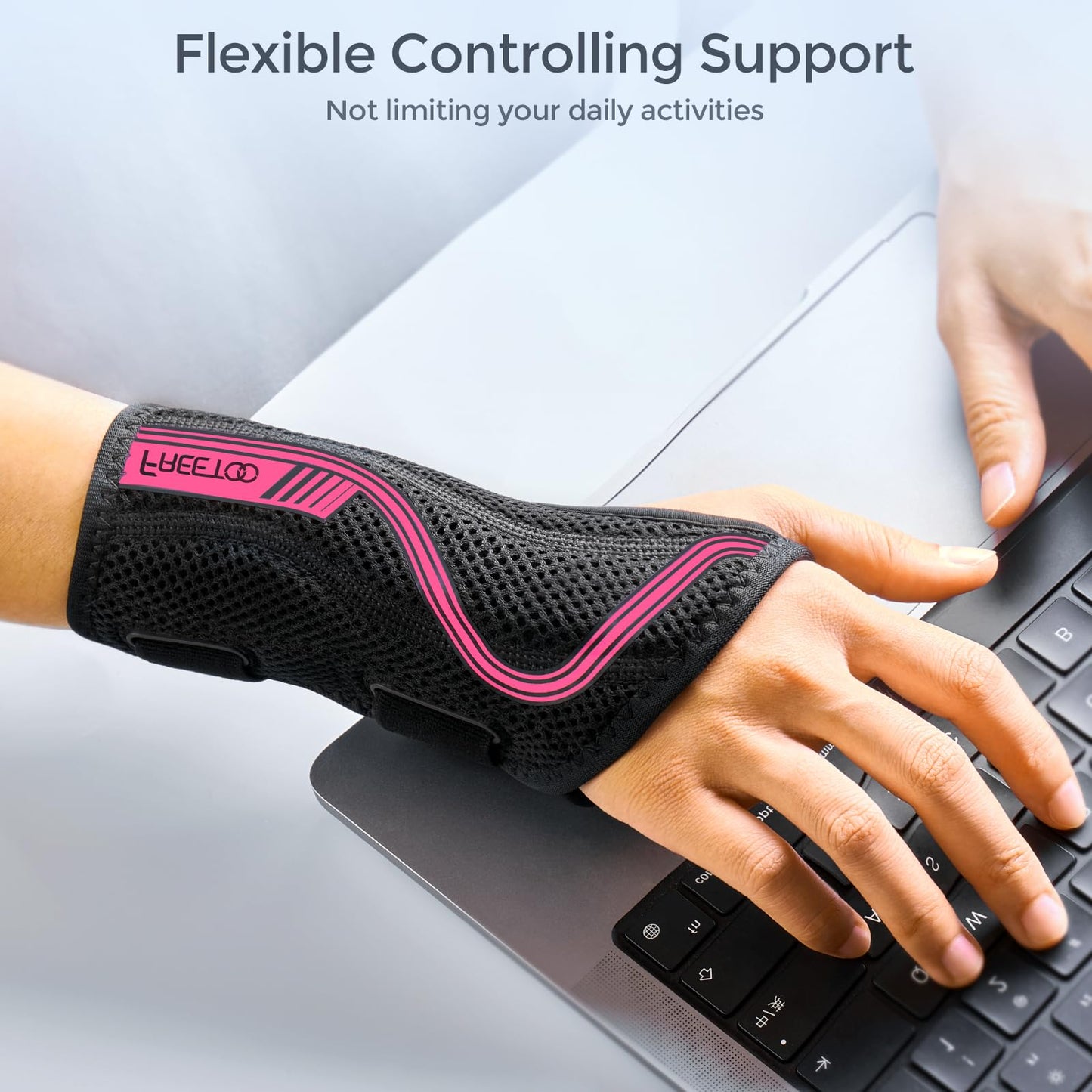 FREETOO Wrist Brace for Carpal Tunnel,[New Upgrade-Anatomically shaped] Adjustable Wrist Support Splint for Men and Women,Hand Brace for Pain Relief, Tendinitis,Arthritis,Right Hand,Medium