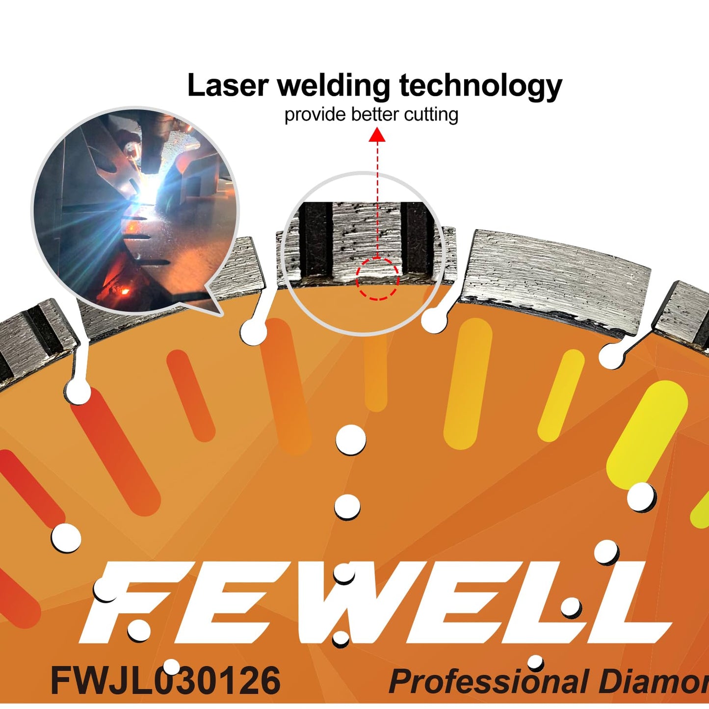 FEWELL 18" Concrete Diamond Saw Blade,Asphalt Diamond Blade Multi-Purpose for Cutting Hard Reinforced Concrete Asphalt Masonry Stone Terrazzo, Laser-Welded Segmented, 1"-20mm Bore