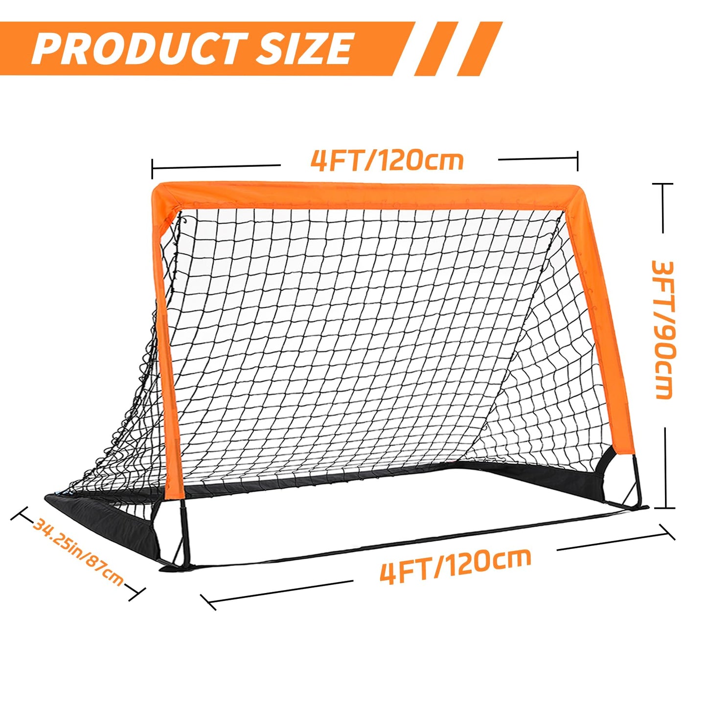 2-Pack 4’ x 3’ Soccer Goals for Backyard, Pop Up Folding Soccer Goal Net for Indoor or Outdoor, Practice Mini Soccer Goals for and Youth, Training Football Net with Carry Bag