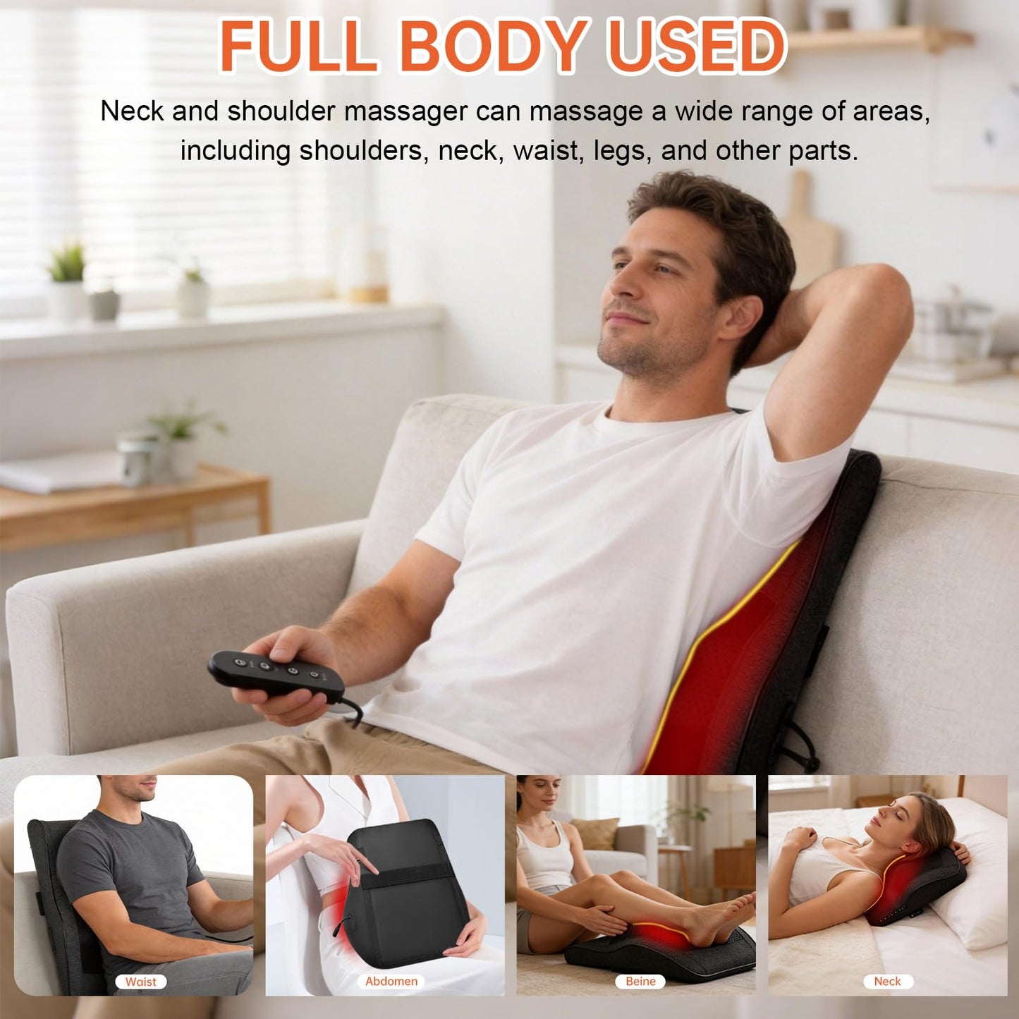 Ekmoey Back Massager with Heat for Pain Deep Tissue 3D Kneading Massage Pillow for Shoulder, Back, Neck, Leg, Body Relaxation at Home, Office, Gifts for Mom Dad Women Men