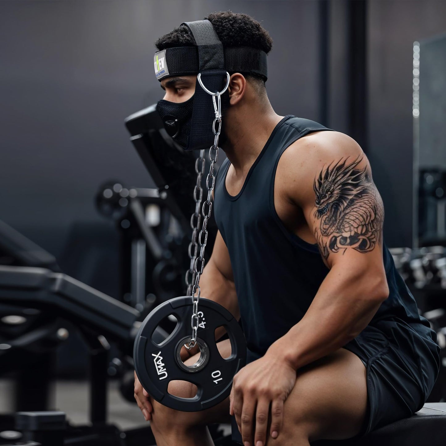 POZTEV Neck Harness with Heavy-Duty Chain - Adjustable Head and Chin Straps for Neck Strength and Pain Relief