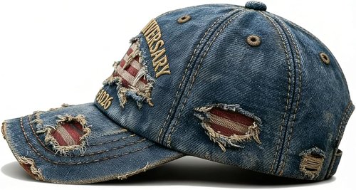250th Anniversary USA Hat - Ripped Denim Baseball Cap for Men & Women | Celebrate America's Heritage