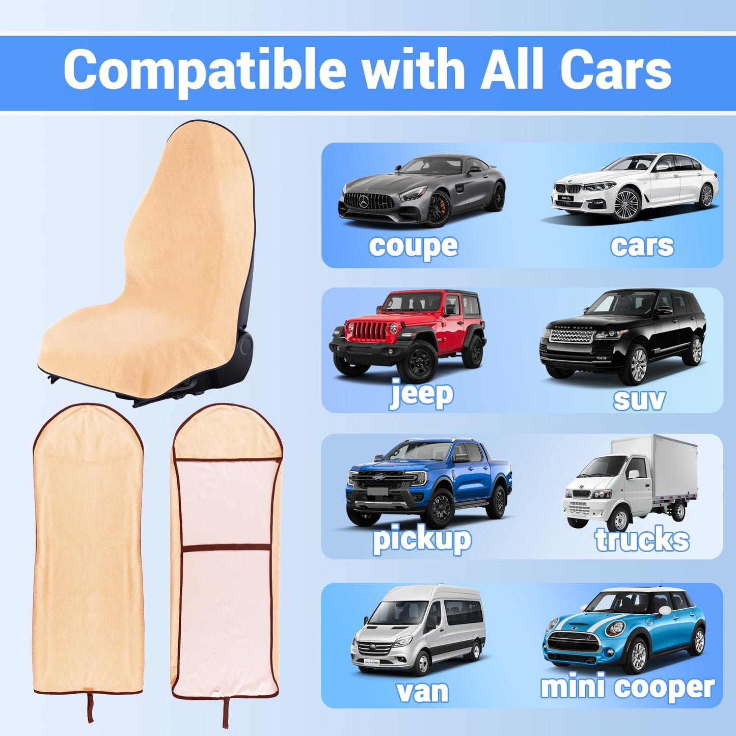 LBIHHNQ Waterproof Car Seat Towel Cover - Sweat-Proof & Durable Machine Washable for Athletes, Gym Workouts - Fits Various Vehicles - Car Seat Towel Cover After Gym (1Pcs,Beige)