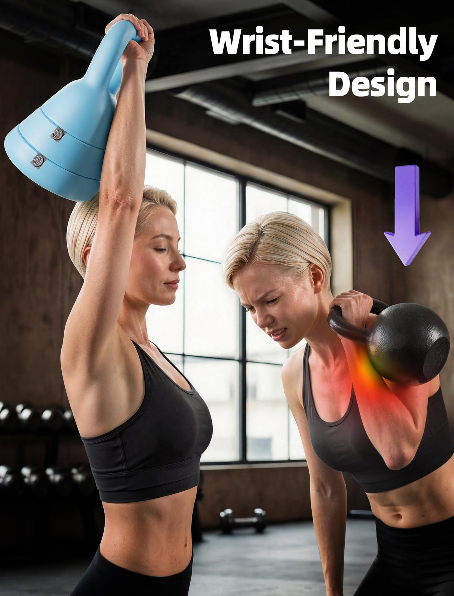 Adjustable Kettlebell, 5lb 9lb 15lb Kettlebell Weights Set, Ergonomic Design & Wide-Handle for Home Gym, Full-Body Workouts Strength Training and Weight Loss, Good for Men Women & Beginners (Blue)