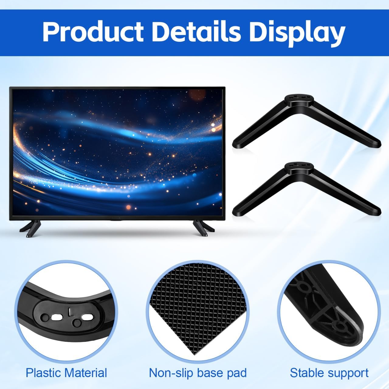 Toyvian 32-55 Inch Set Universal Tv Mount Stand with Brackets for Tvs Tabletop Holder with Non-Slip Base Easy