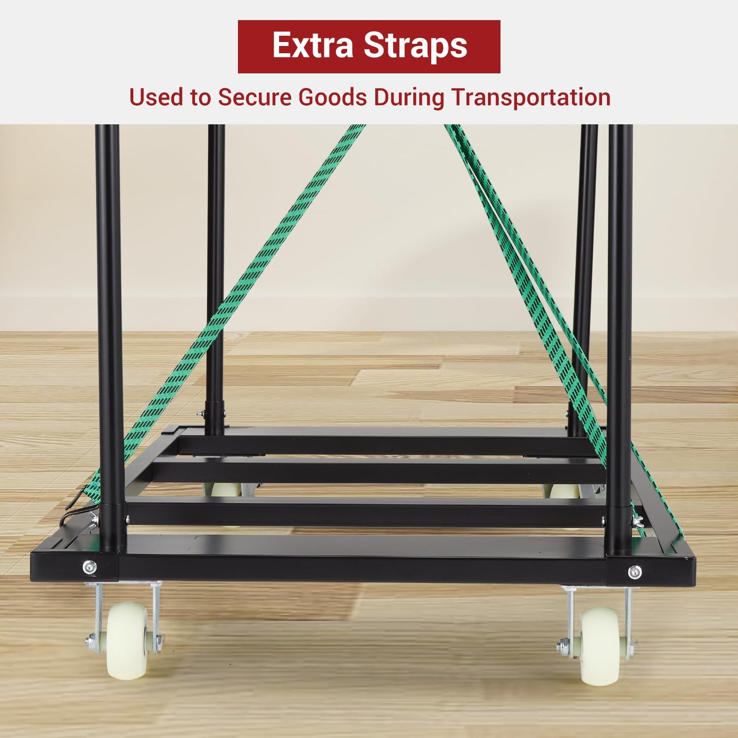 Folding Table Cart, 1500 LB Capacity, Heavy Duty Steel Table Dolly with Lockable Wheels & Dual Removable Handlebars, Portable for Events Hotels Banquets Schools, Black