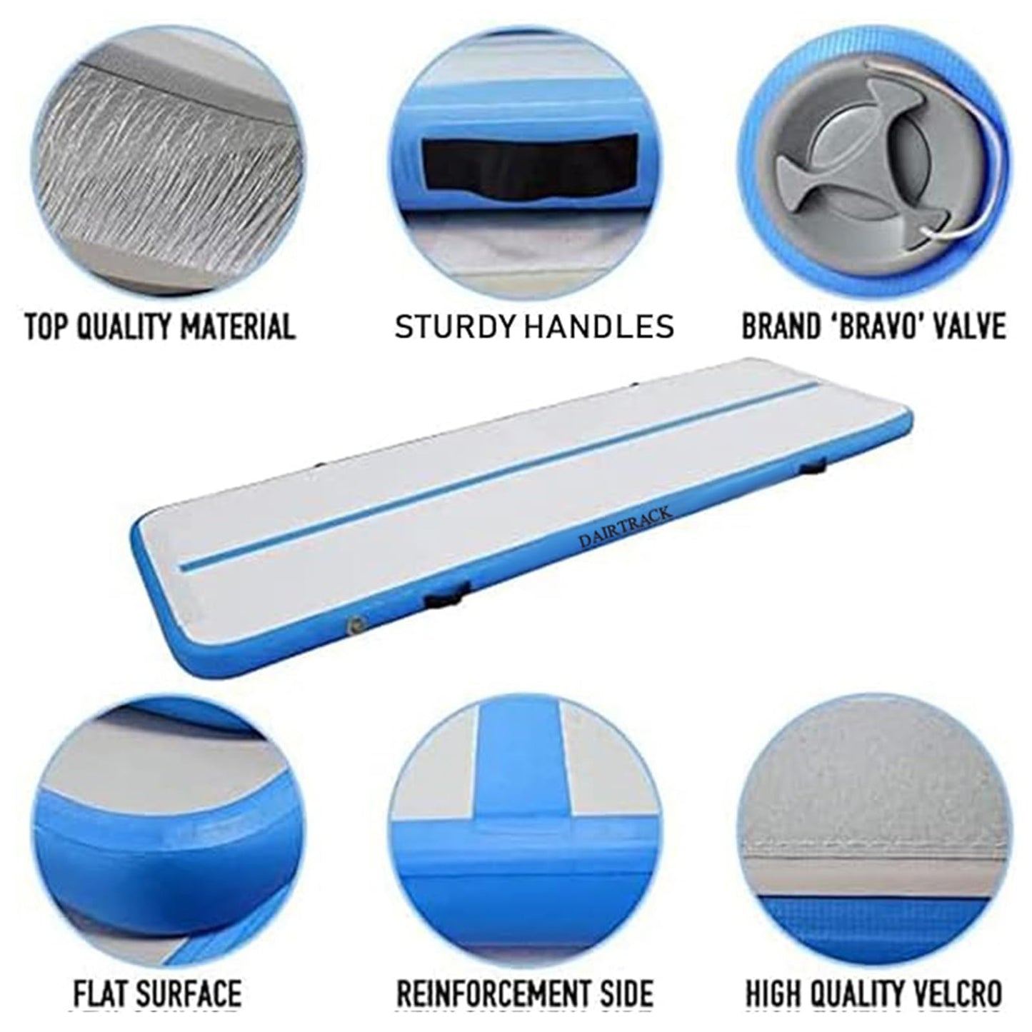 DAIRTRACK IBATMS Air Tumble Track Mat, 10ft/13ft/16ft/20ft Inflatable Gymnastics Air Mat for Gymnastics Training/Home Use/Cheerleading/Yoga/Water
