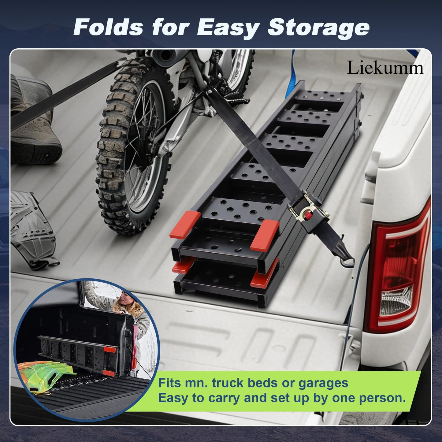 LIEKUMM 83" ATV Ramps 2-Pack, 960 lbs Capacity Folding Loading Ramps for Pickup Trucks, Heavy Duty Truck Ramps for Trailer, Lawn Mower (Black)