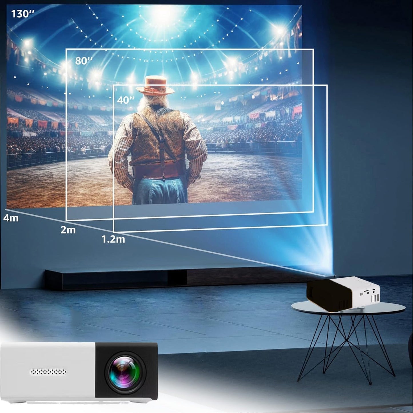 CENGNIAN 1080P Mini Projector, Full HD Video Projector, Portable Movie Projector, Home Theater Movie Phone Projector