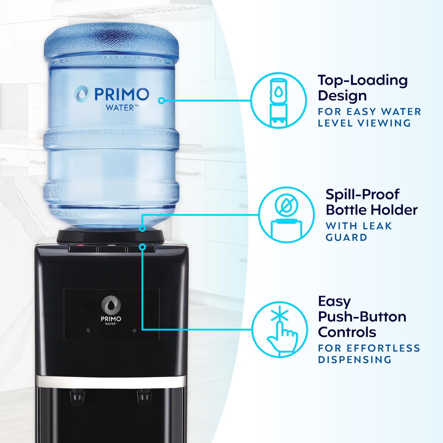 Primo Water Dispenser for 5 Gallon Bottle with Pet Drinking Station - Hot & Cold Top Loading Water Cooler Machine