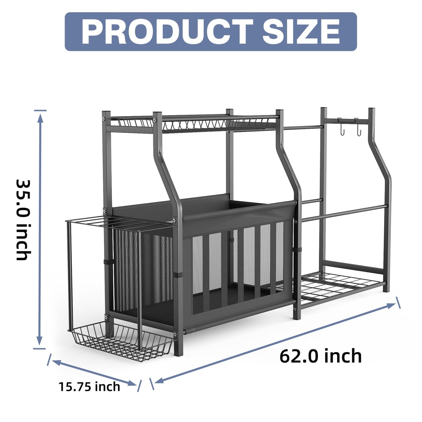 WALMANN Garage Sports Equipment Organizer, Ball Storage Stand, Indoor Golf Bags Stand for Garage