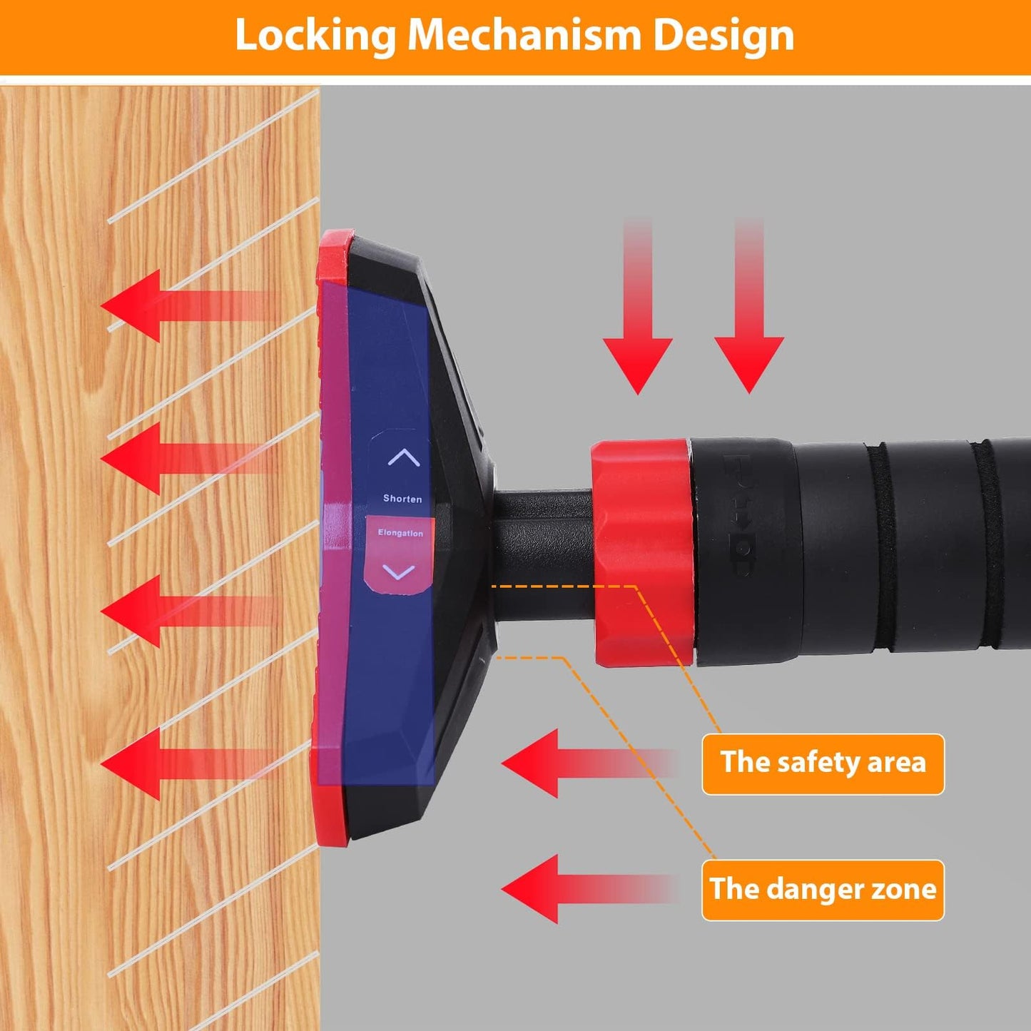 Adjustable Pull Up Bar for Doorway - 440LBS Weight Capacity, No Screws Installation with Level Meter and Auto Lock, Chin Up Bar for Home Gym Strength Training,Red Triple