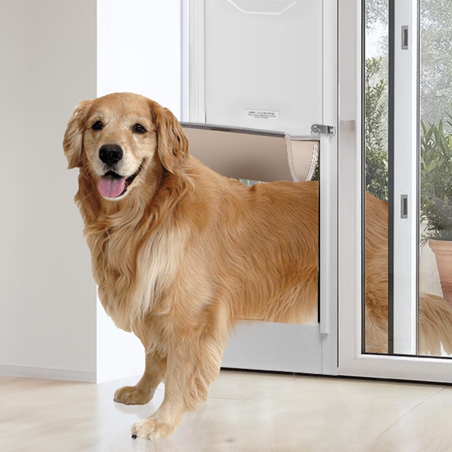 VEVOR Dog Door for Sliding Glass Door, 75 7/8"-80 11/16" Adjustable Height Doggy Door for Sliding Doors, Aluminum Frame Tempered Glass Pet Door with Hinge Structure Flap and Lock (X-Large)