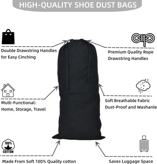 GONGKANGYUAN Shoe Bags for Travel - 4 Pack Flannel Drawstring Pouches for Men & Women