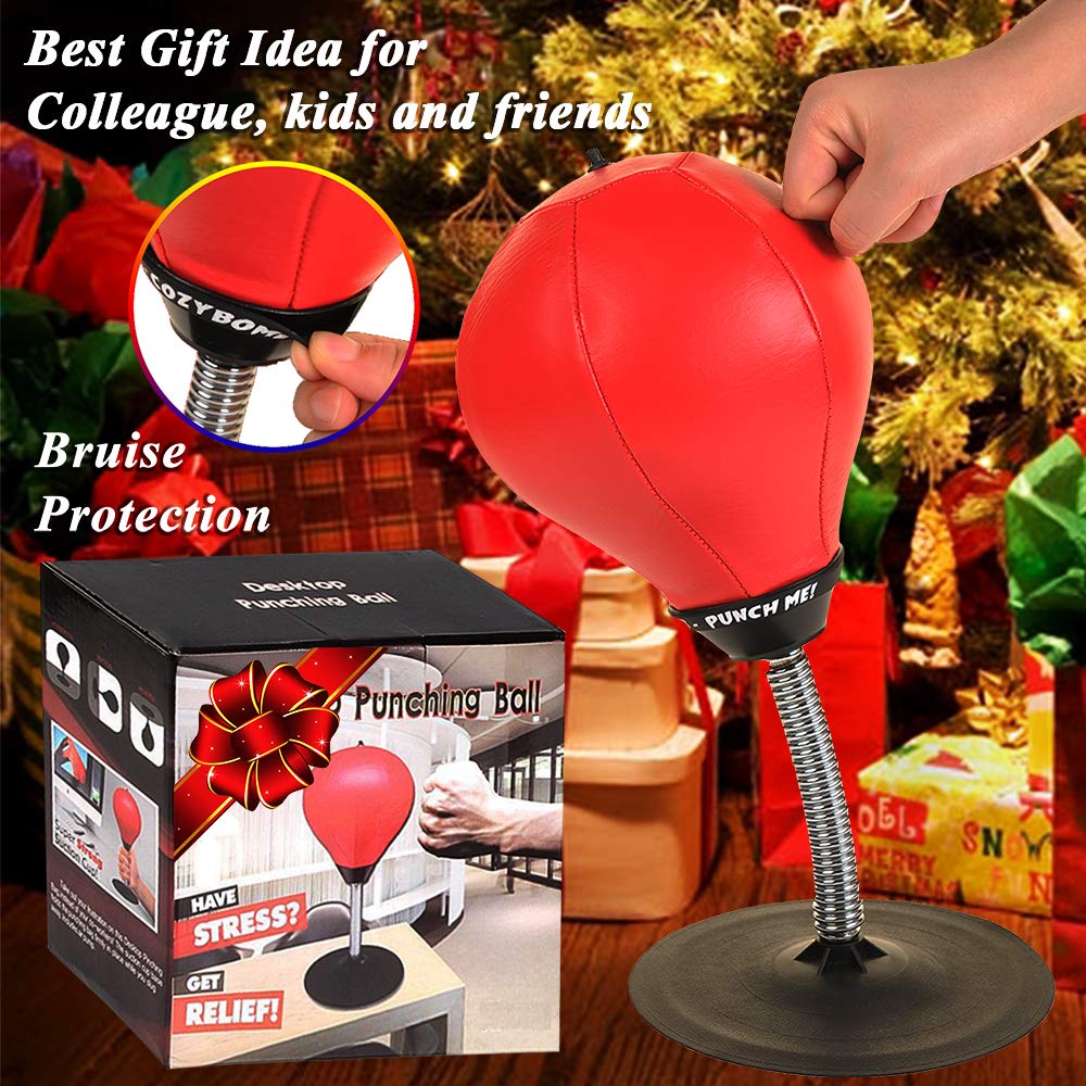 Desktop Punching Bag, Super Strong Suction Boxing Bag Speed Balls Heavy Duty Stress Relief Boxing Bag, Cool Stuff for Office, White Elephant Gift for Boss or Coworker