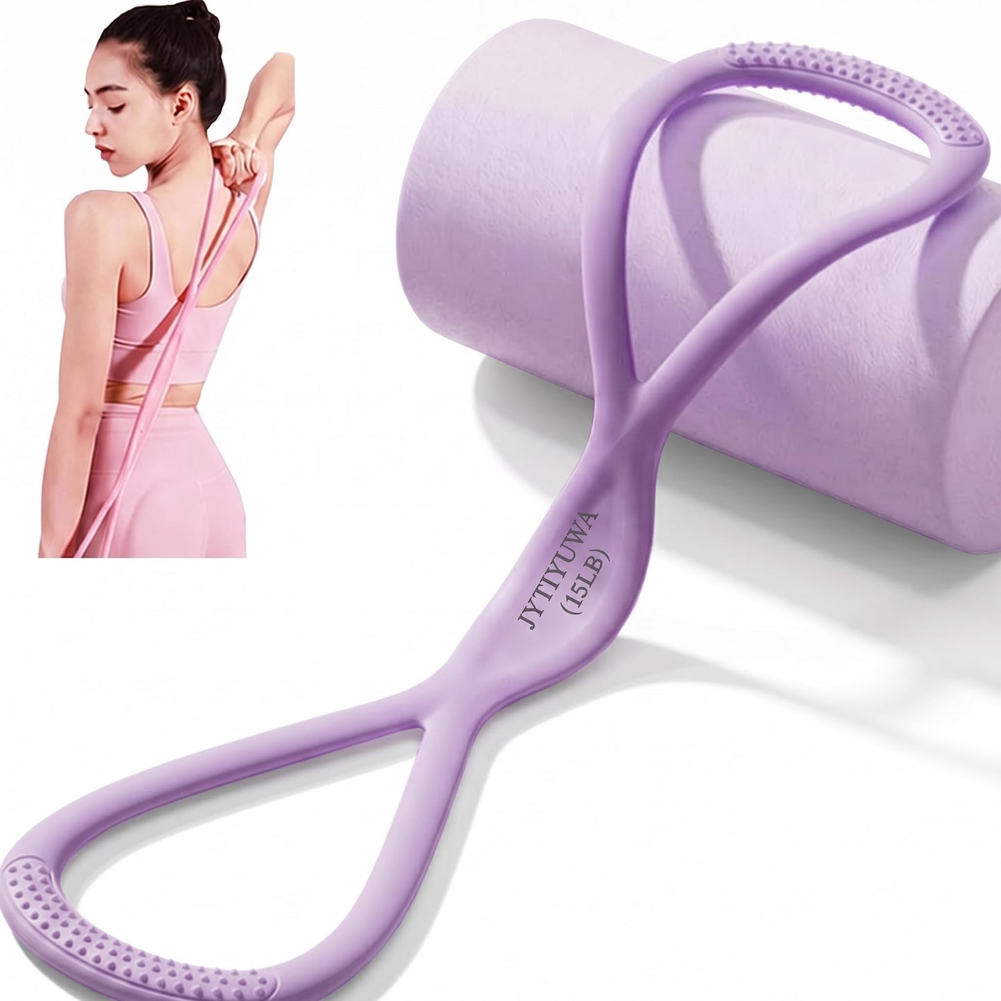 JYTIYUWA Resistance Bands with Handles,Figure 8 Resistance Band Elastic Fitness Bands Exercise Band for Home Yoga Gym Workout Purple 15LB