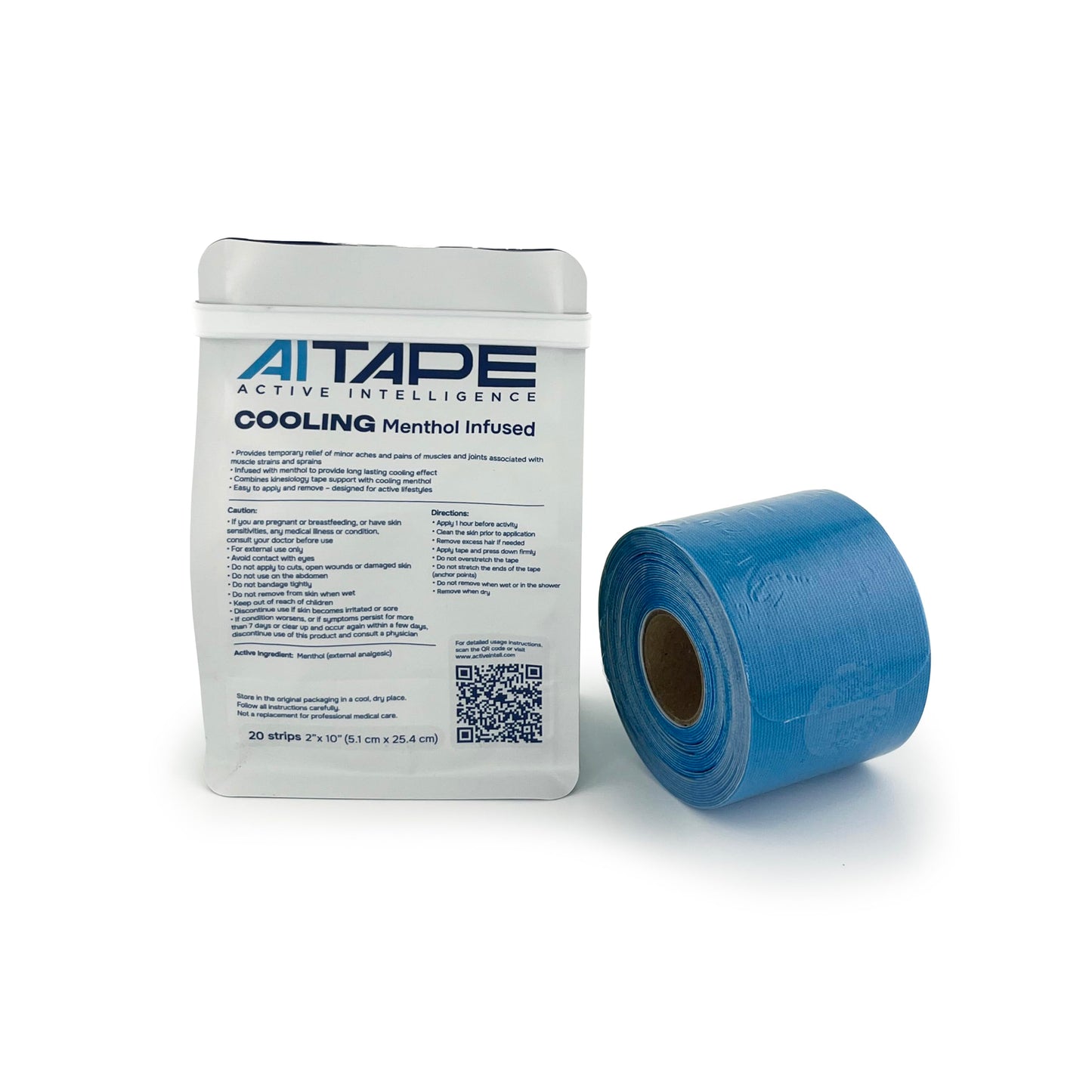 AI Tape Cooling Menthol Infused – Flexible Kinesiology Tape with Menthol | Precut Athletic Strips for Active Support & Comfort – 20 Strips