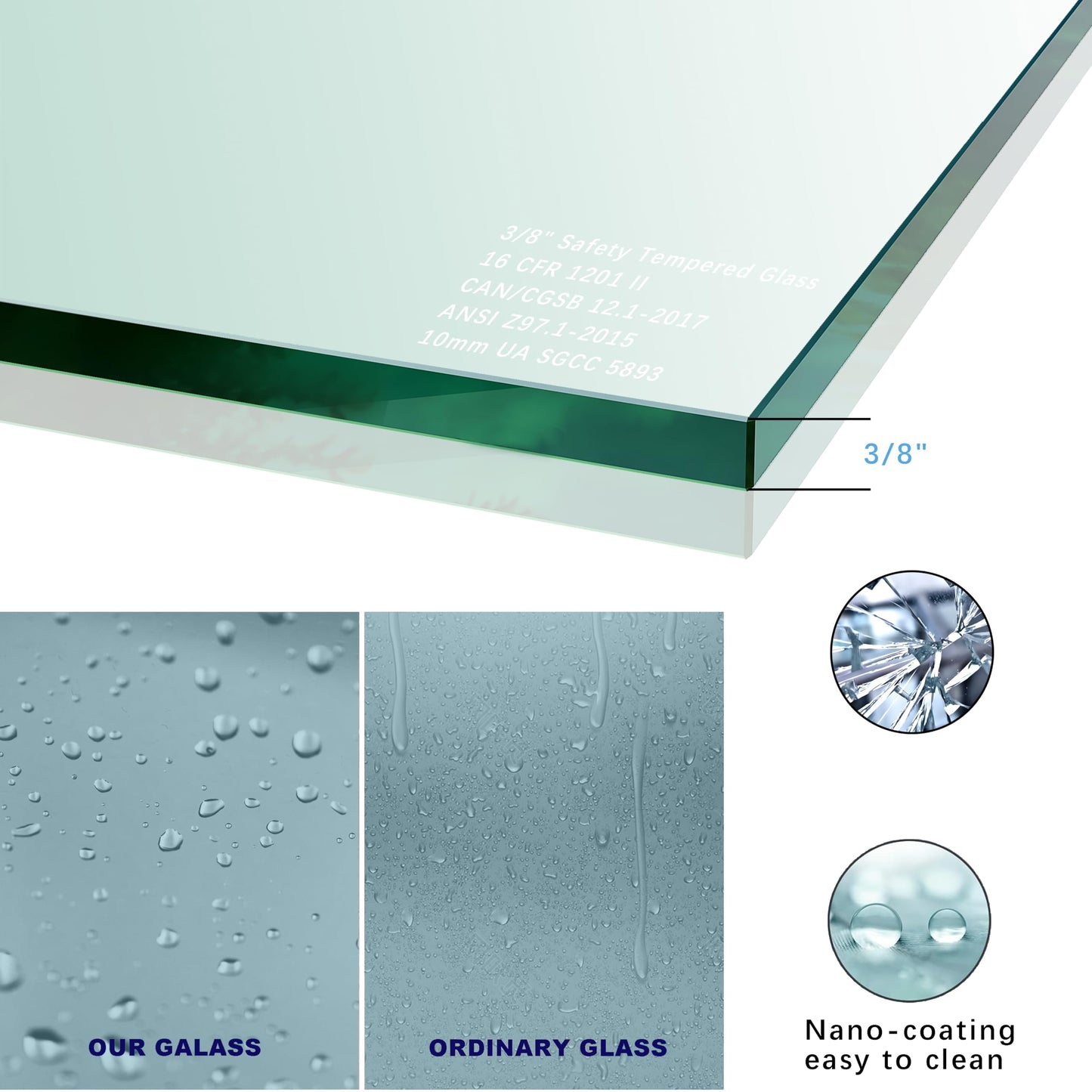 FEKEWIO Frameless Shower Doors 62-66" W x 76" H Double Sliding Soft Close 3/8"(10mm) Clear Tempered SGCC Shatterproof Glass Width Adjustable, DS13- Matte Black