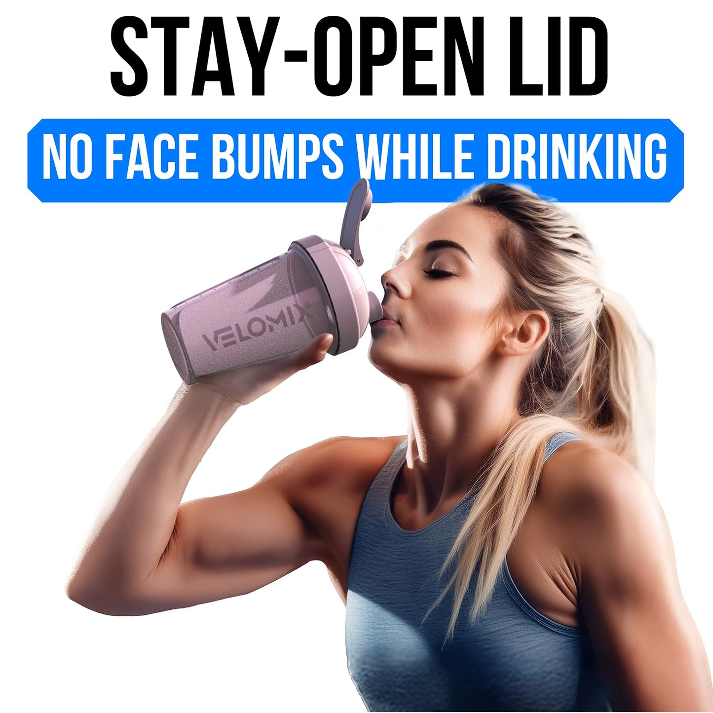 VELOMIX -4 PACK- 20 OZ Protein Shaker Bottle for Protein Mixes - 4x Wire Whisk | Leak Proof Shaker Cups for Protein Shakes | Stackable Protein Shaker Bottle Pack | Dishwasher Safe (Berry Blend)