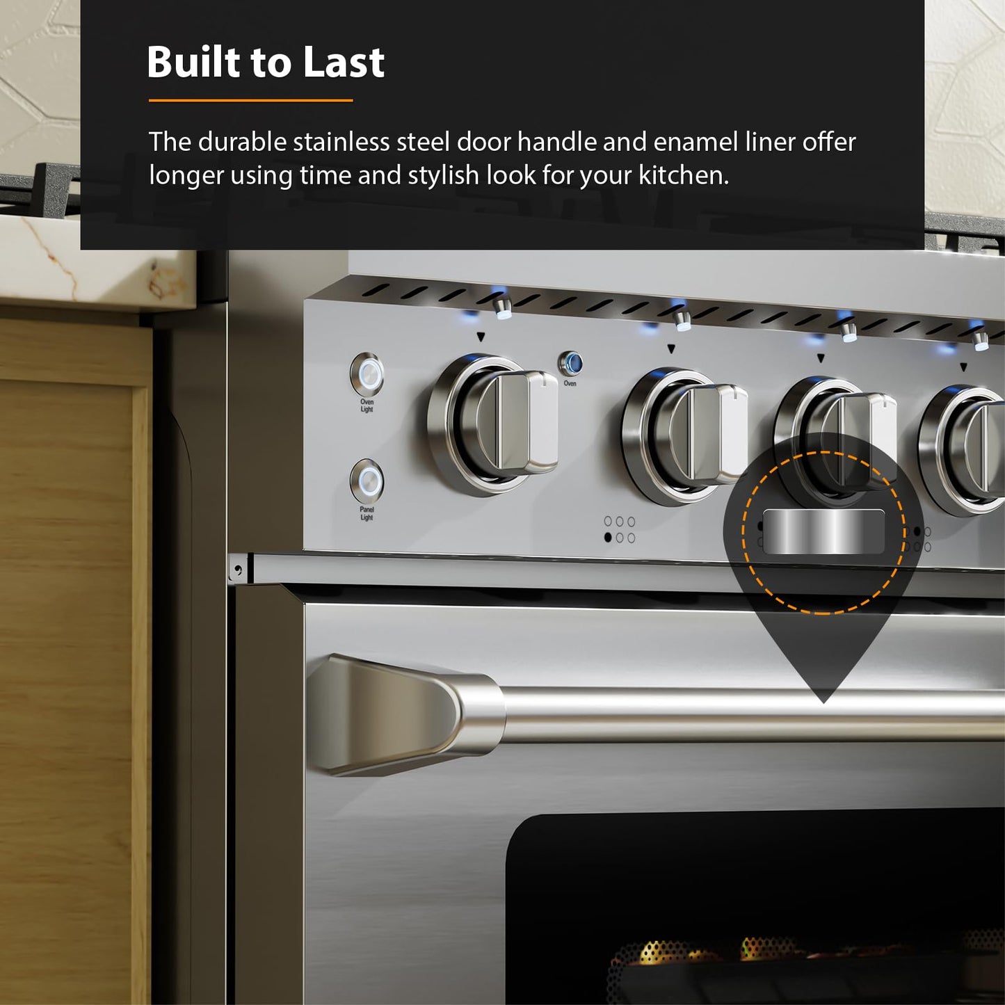 Empava 36 Inch Gas Range with 6.0 Cu. Ft. True Convection, 18,000 BTU Power Burner for Searing, 6 Sealed Burners, Convertible NG/LP, Stainless Steel Stove with Oven, CSA Certified