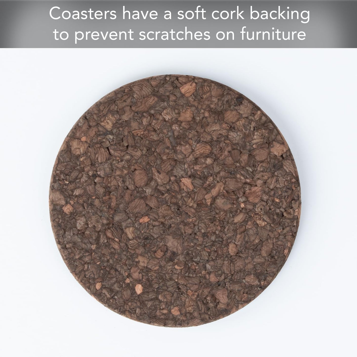 Thirstystone Set of 6 Thick Dark Cork Coasters in Attractive Black Coaster Holder 4.7" Round Durable Absorbent Easily Wipes Clean