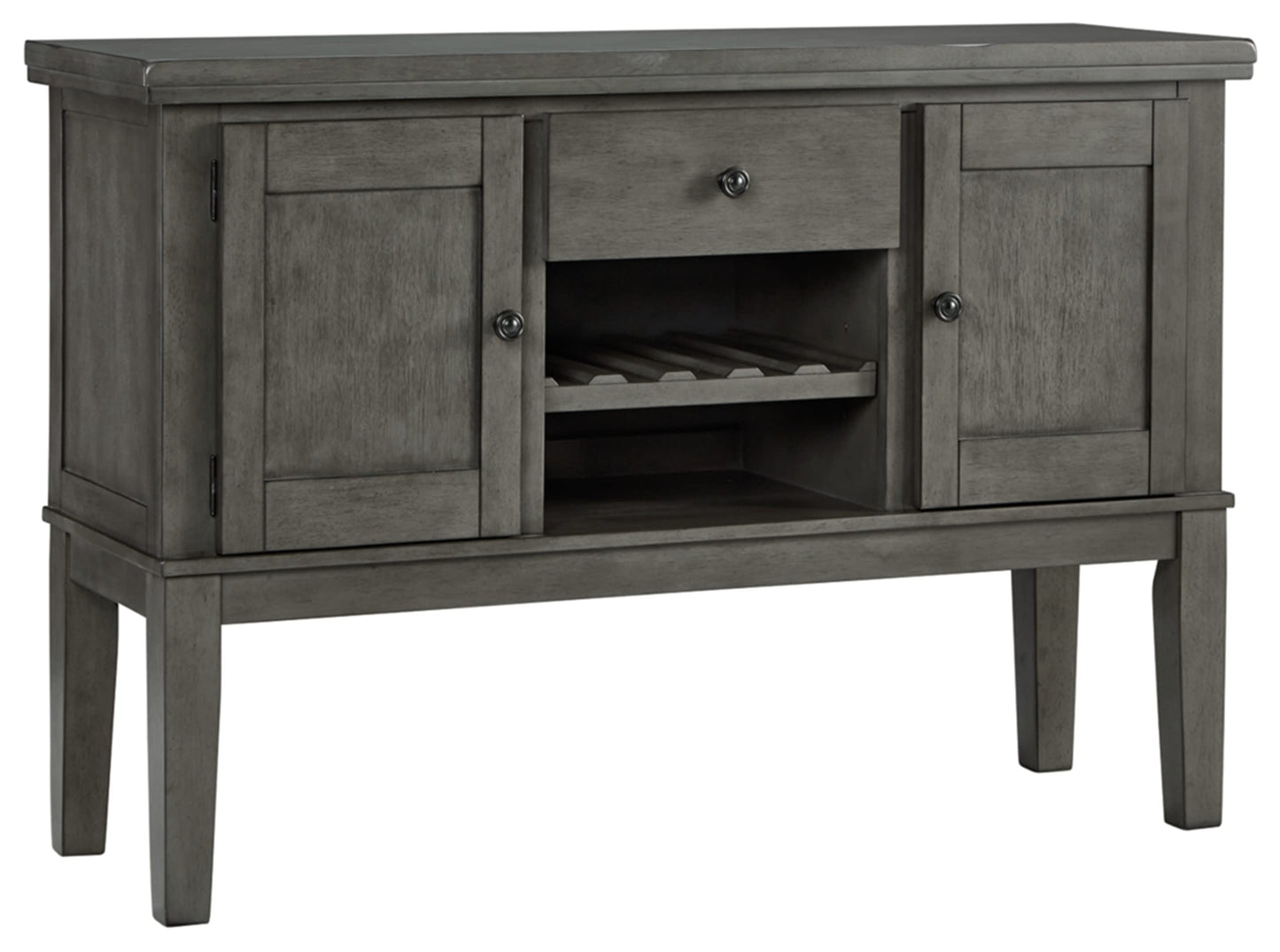Signature Design by Ashley Hallanden Dining Room Server with Wine Rack, 2 Cabinets with Removable/Adjustable Center Shelf, Drawer, Wood with Acacia Veneer, 38.25" High, Weathered Gray