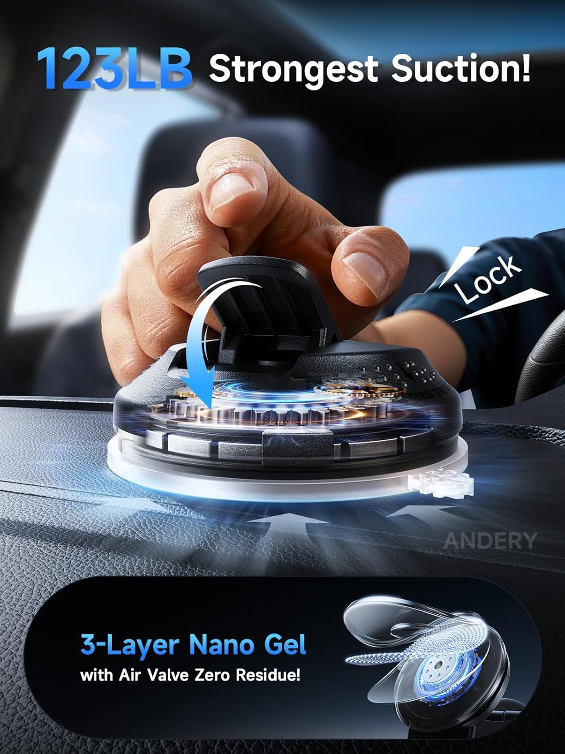 ANDERY [360 2400gf Car Phone Holder for MagSafe Adjustable Memory Alloy Arm | Strongest Magnetic Power] Bendable Car