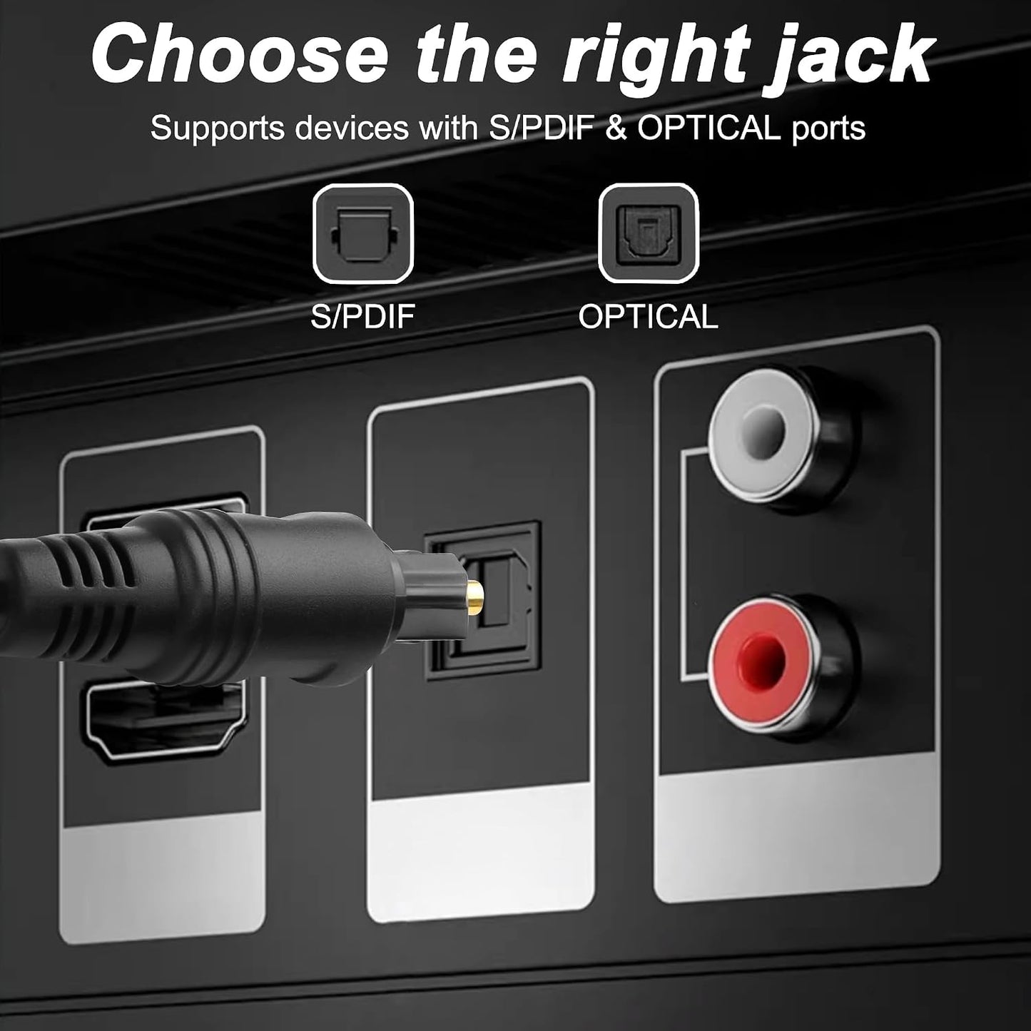 1 2 1 2 1M MEIRIYFA Digital Optical Splitter Adapter Cable in Out, Toslink Digital Fiber Optic Audio Splitter Male