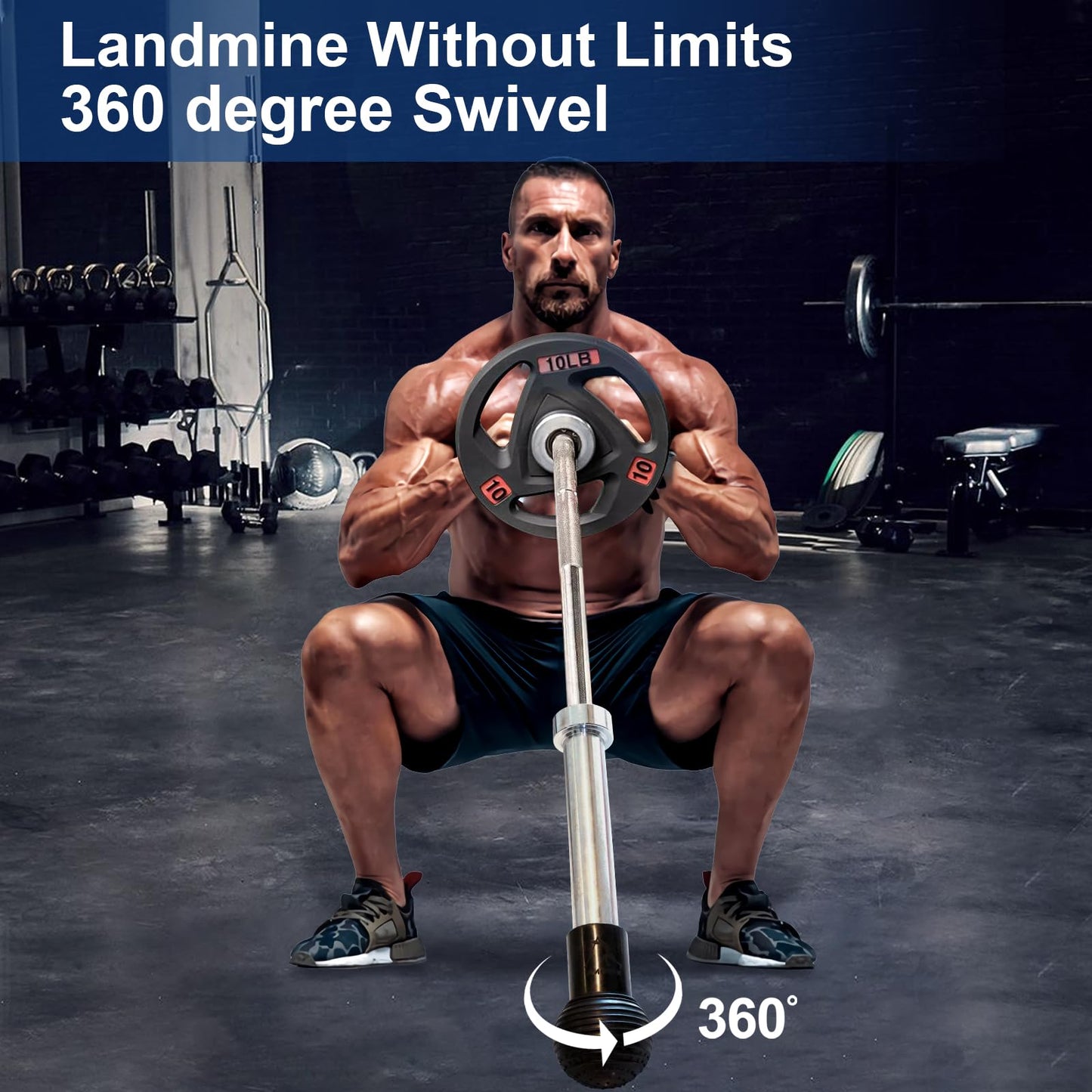 Navona Landmine Attachment for Bar, Bar landmine 2 inch, Sturdy and Easy to Use with 360° Rotation - for Press, Row, Rotate, Split Squat, with The Natural Rubber, Fit 2-Inch Olympic Bar