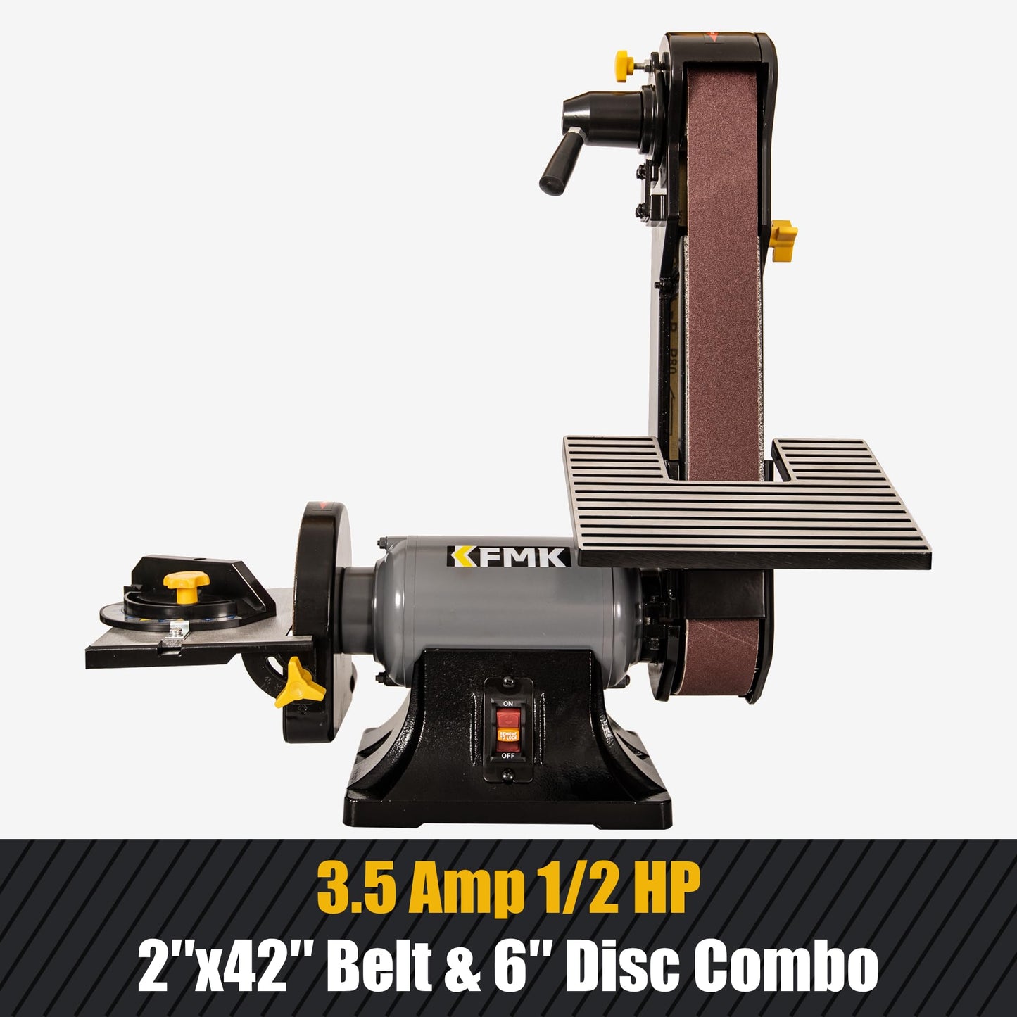 KFMK 2x42 in. Belt Sander & 6" Disc Sander Combo, 3.5Amp Bench & 1/2HP Belt Sander for Woodworking, Metalworking & Knife Making, Sharpening