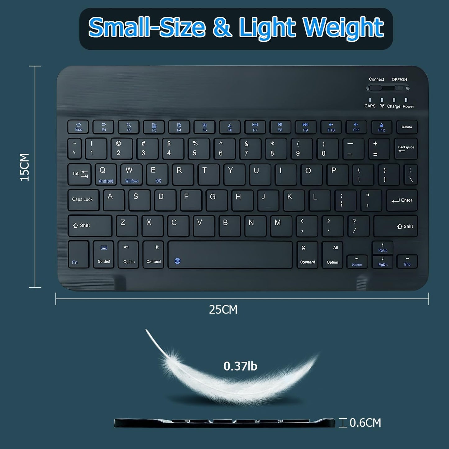 KUNSI Bluetooth Keyboard for iPad, Rechargeable Slim Portable Wireless Keyboard for iPad Tablets, Compatible for All