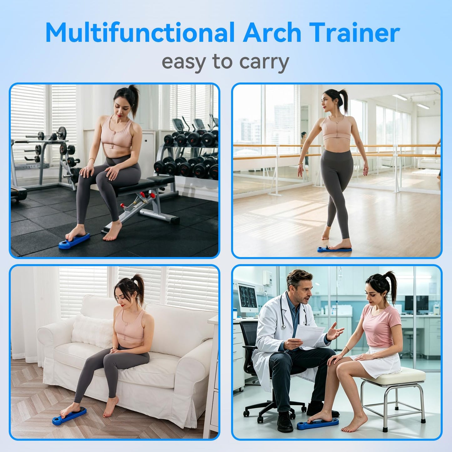 Foot Arch Trainer & Flat Foot Corrector - Adjustable Resistance Exerciser with Magnetic Massage Roller for Plantar Fasciitis, Ballet & Rehab