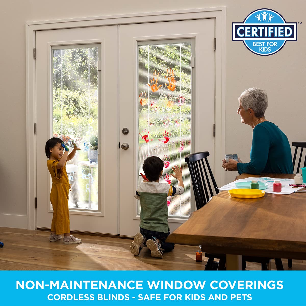 ODL Enclosed Blinds for Doors in Double Pane Tempered Clear Glass - Outer Frame Measurement 24" x 38" - Door Window Shade for Privacy and Security - Easy to Install, Use & Maintain - White Frame Kit