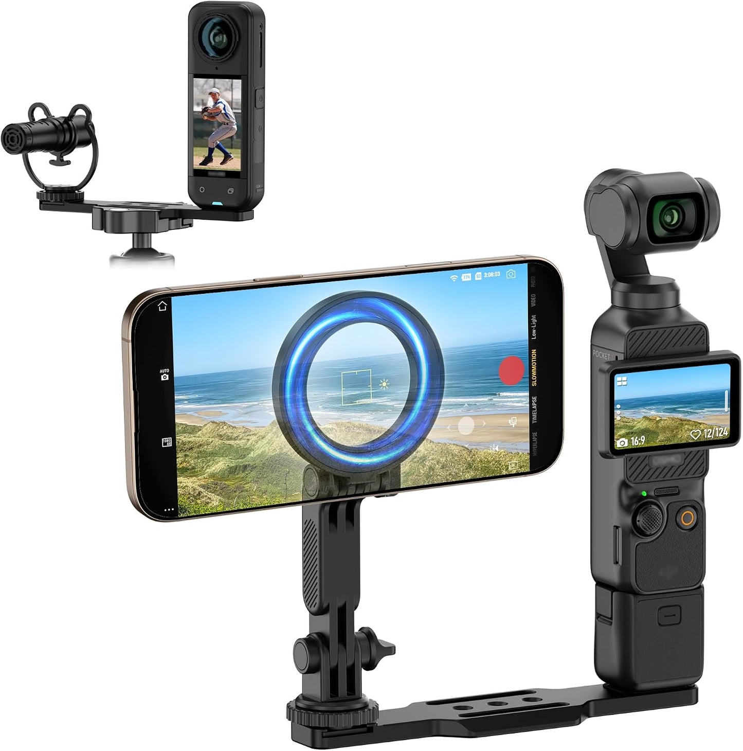 JJC 4 1/4" 20 Insta360 X5 X4 X3 4/3 Pocket Magnetic Phone Mount with Screw & Thread, Phone Holder for / Pocket / Xtra