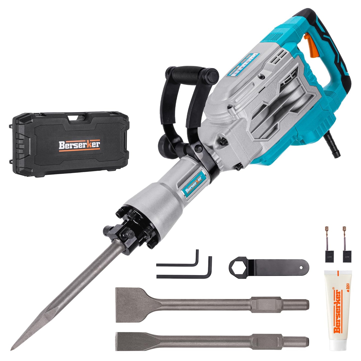 Berserker 30-Pound Demolition Jack Hammer with 1-3/16" Hex Scaling Chisel, 3 x 16 In. Steel Scraping Chisel Tile Removal Bit