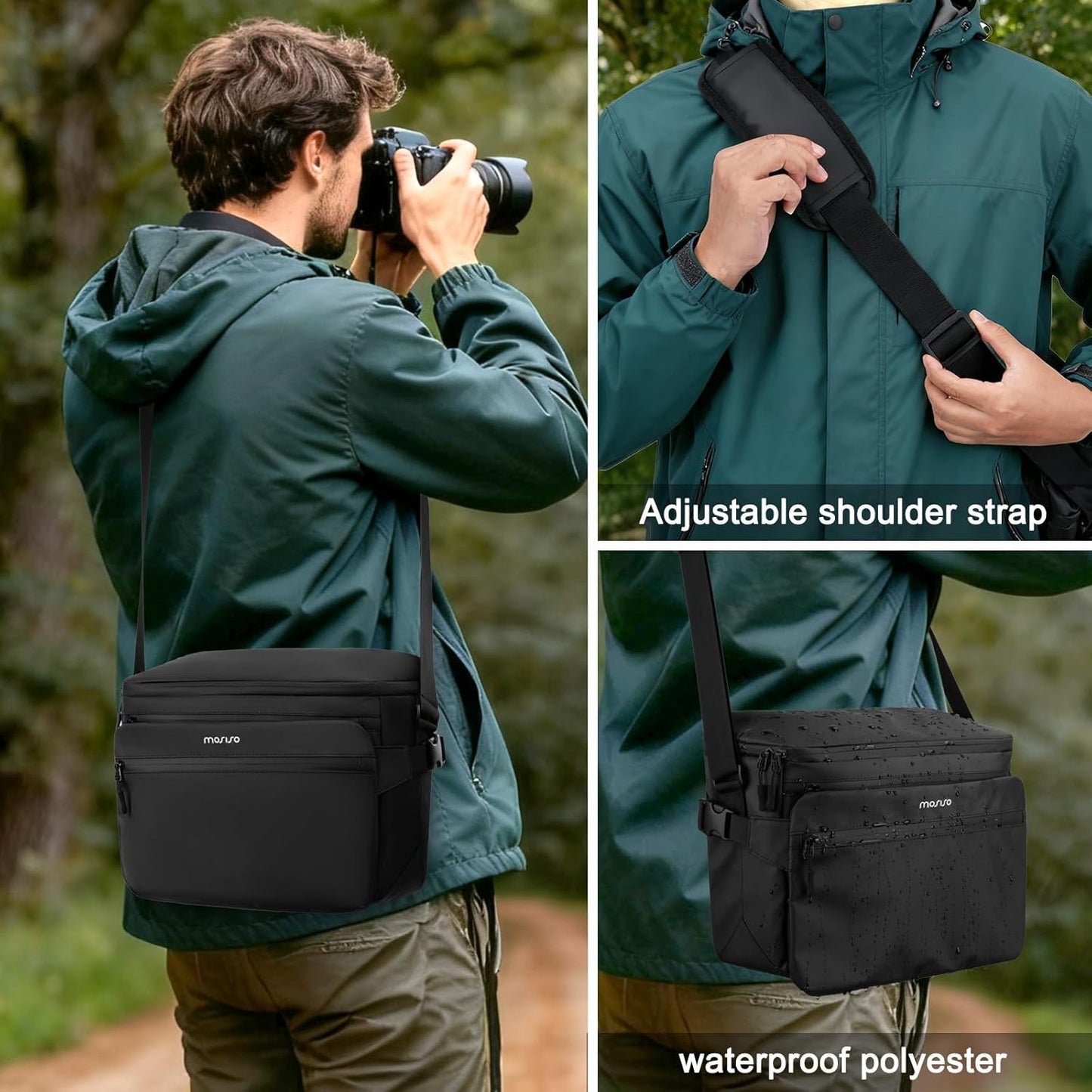 MOSISO Camera Bag, Photography Shoulder Messenger Bag for DSLR/SLR/Mirrorless Cameras, Waterproof Crossbody Camera Case