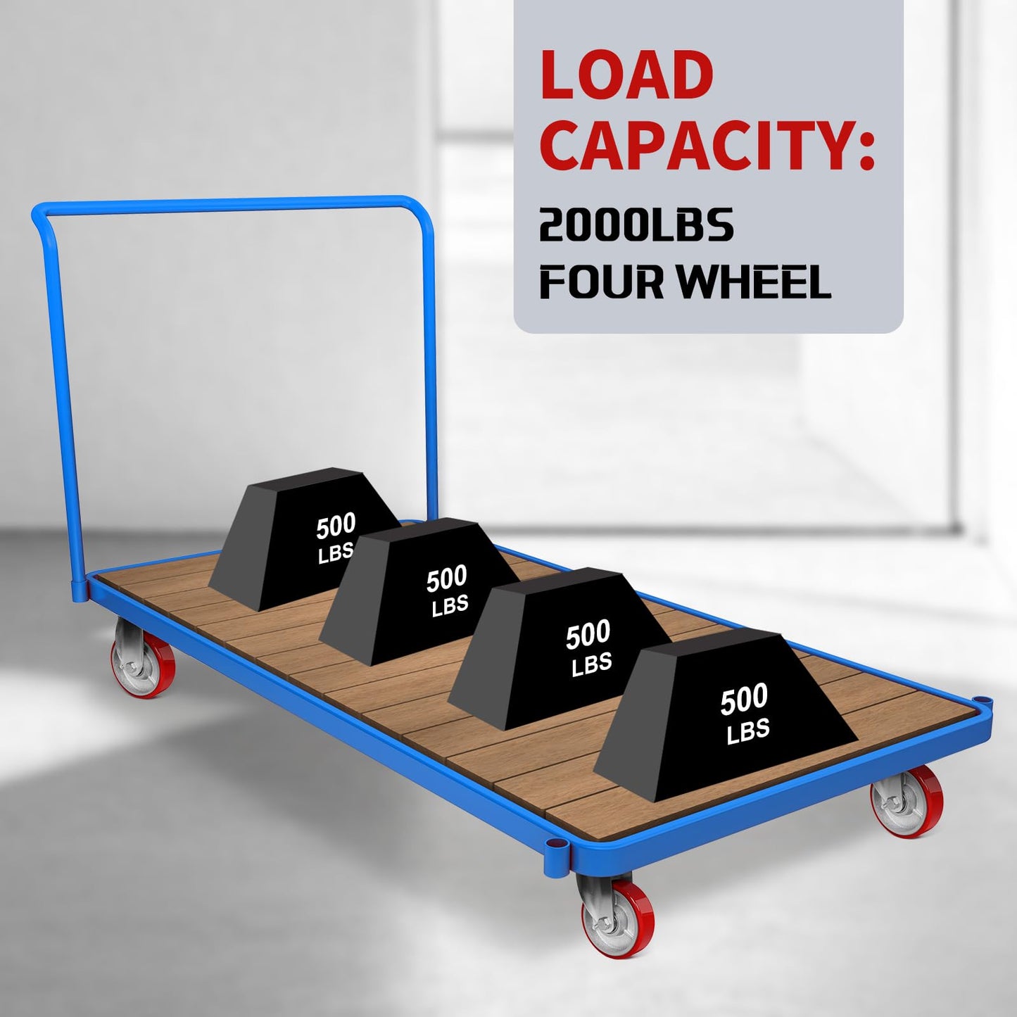 4 Inch Heavy Duty Casters, Swivel Caster Wheels, Polyurethane on Steel Wheel- Casters Set of 4 with 2000 lb Capacity, Caster Wheels for Furniture Workbench Cart (2 Swivel & 2 Rigid)