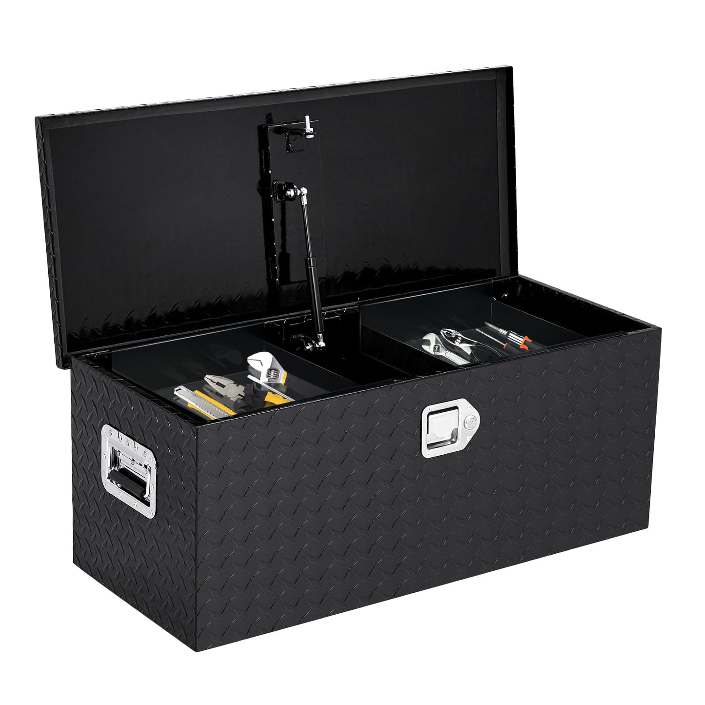 Patikuin Truck Bed Tool Box,Heavy Duty Aluminum, Waterproof & Lockable Storage for Pickup Beds, RVs & Trailers, Secure Organizer with Side Handles, Gas Strut Lid, Bed-Mounted