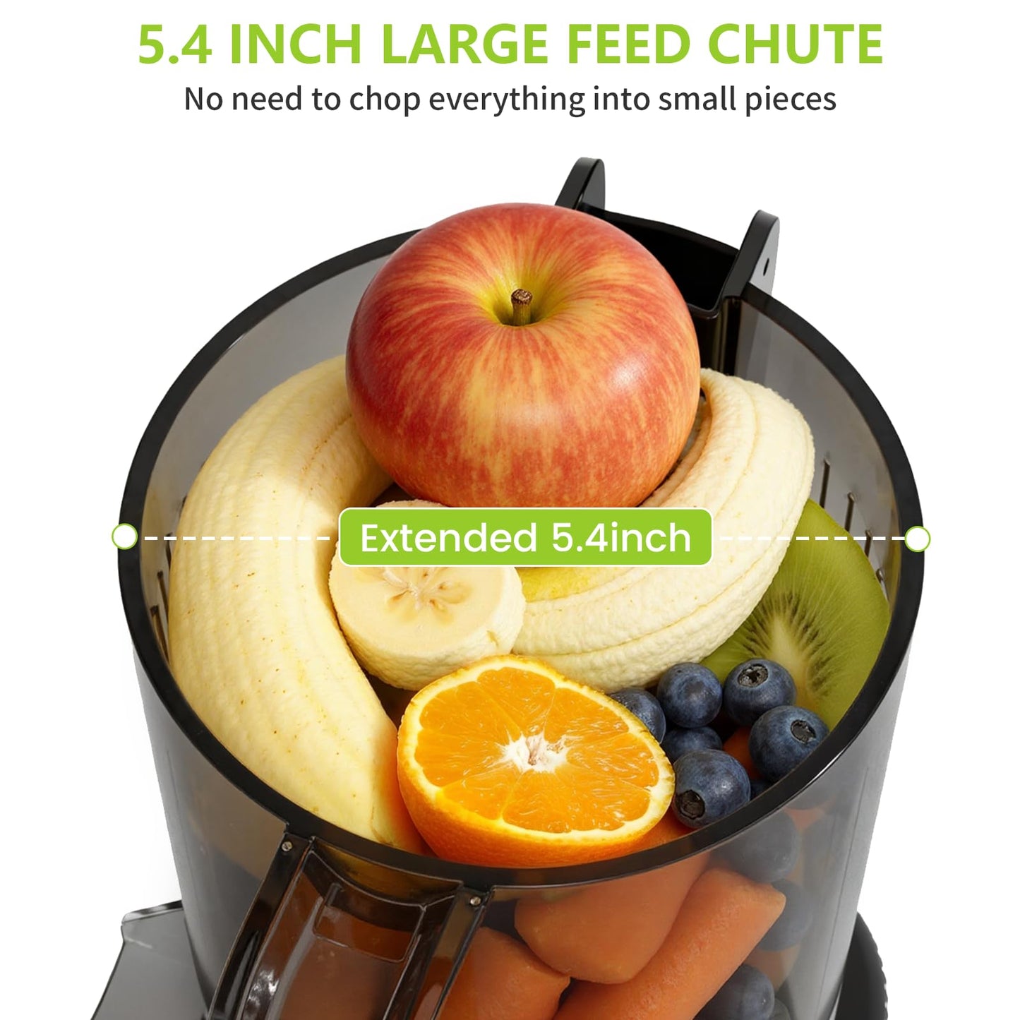 COWSAR Cold Press Juicer Machines, Orange Juicer with 5.4" Extra-Large Feed Chute, 60RPM Slow Masticating Fruit Juicer, 300W Electric Juicer for Citrus, Pomegranate & Vegetables