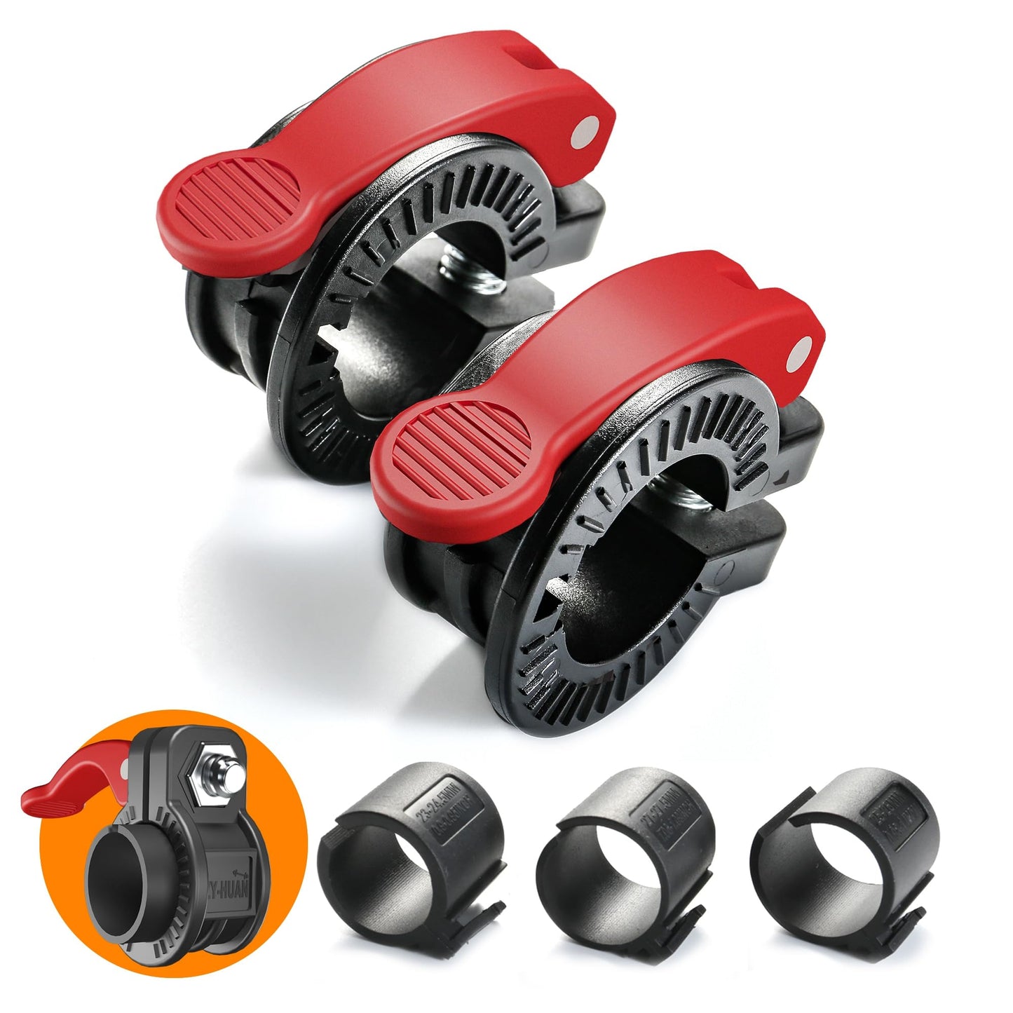 ZY-HUAN Mini Pro Barbell Clips 1 inch I Multi-Size Adjustable Barbell Collar I 1 inch Barbell ClampsIQuick Release Weight Clips Pair of Locking for Dumbbell Bar (Black+Red)